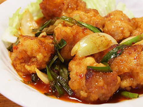 若鶏の甘からガーリック炒め900円