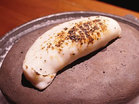 ふぐの白子の酒塩石焼 850円