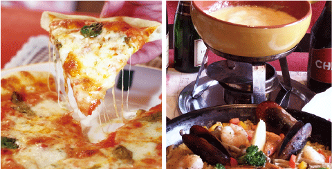 秋の夜長、女子会・宴会は、フォンデュ・パエリア・本格ナポリピザで！飲み放題！