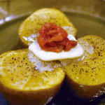 インカのめざめ、ほやの汐辛添え 640円