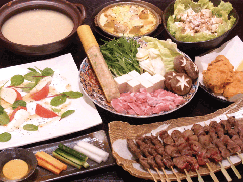 鶏の水炊き宴会コース 2,500円（税別） ※水炊きをもつ鍋に変更可。