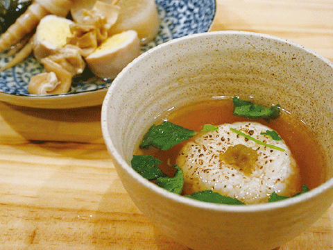 おでん盛り合わせ7品1,000円  おでん飯柚子胡椒風味 550円