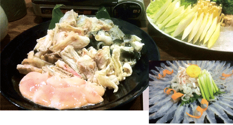 「お鍋の宴会コース」１人様お料理3,500円。 ふぐ三昧の「とらふぐコース」１人様お料理8,800円。